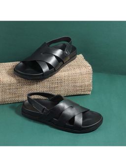 Metro - Men Black Back Strap Casual Sandals