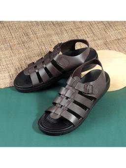 Metro - Men Brown Back Strap Casual Sandals