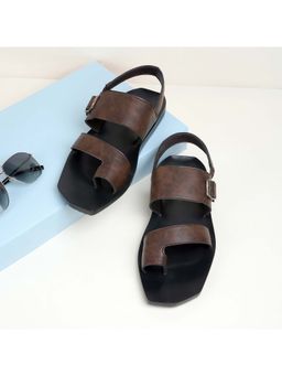 Walkway - Men Brown One Toe Casual Ankle-Strap Sandals