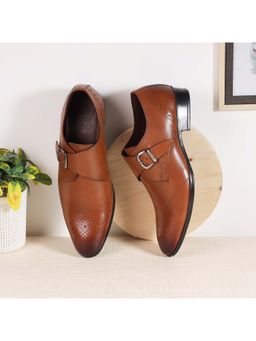 Metro - Men Tan Formal Monk Straps