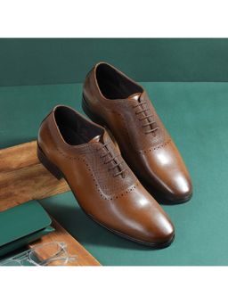 Metro - Men Tan Lace Up Formal Oxfords