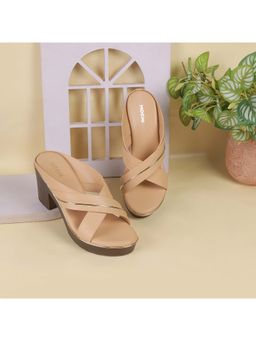 Mochi - Women Beige Sandal Heels