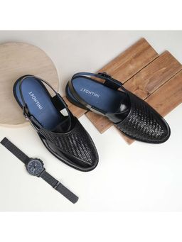 Mochi - Men Black Buckle Sandals