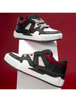 Red Tape - Men Colorblocked Black and Red Lifestyle Sneakers