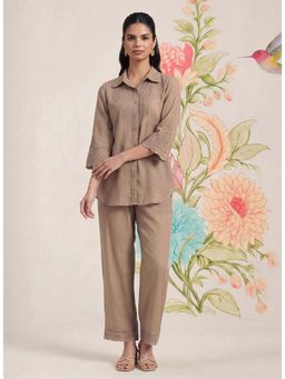 Lakshita - Zoa Beige Monochrome Embroidered Co-Ord Set