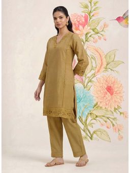Lakshita - Shayeri Olive Embroidered A-line Kurta and Pant