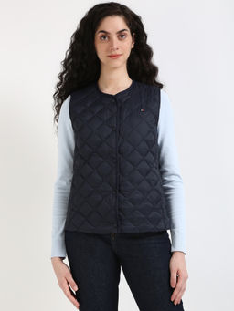 Tommy Hilfiger - Women Navy Blue Regular Fit Nylon Puffer Jacket