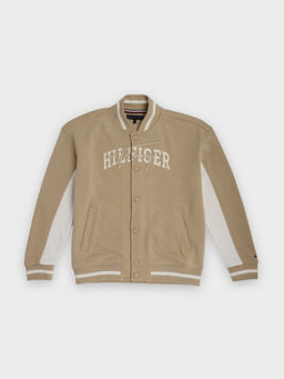 Tommy Hilfiger - Boys Beige Logo Oversized Fit Colorblock Cotton Jacket