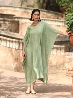 WeaverStory - Light Green Embroidery Kaftan