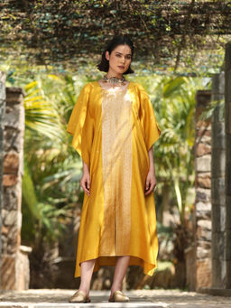 WeaverStory - Yellow Handloom Kaftan Dress