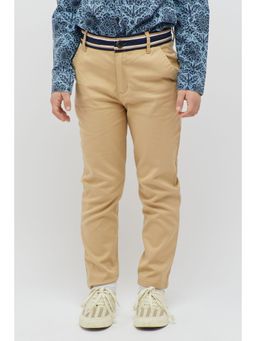 One Friday - Striped Waist Beige Trouser