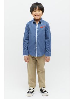 One Friday - Blue Shirt with White Piping