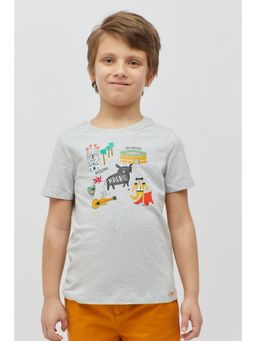 One Friday - Grey Printed T-Shirt