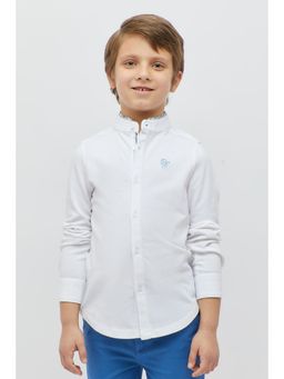 One Friday - White Chinese Collar Shirt