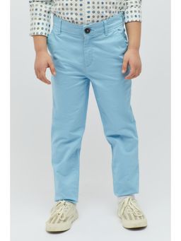 One Friday - Aqua Blue Solid Trouser