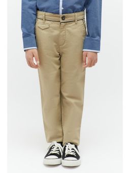 One Friday - Beige Solid Trouser