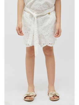 One Friday - Schiffli White Shorts