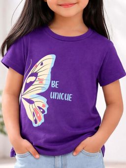Purple United Kids - Girls Printed T-Shirt-Purple