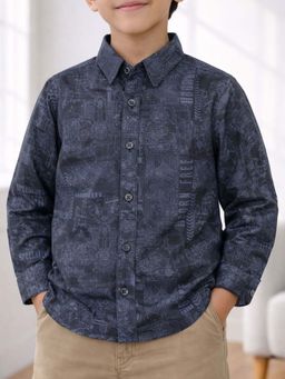 Purple United Kids - Boys Black Printed Shirt