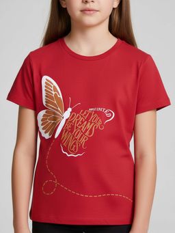 Purple United Kids - Girls Pink Round Neck T-Shirt