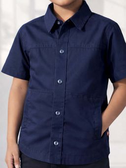 Purple United Kids - Boys Navy Blue Poplin Shirt