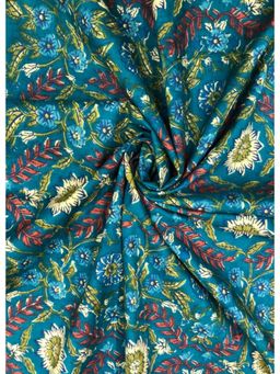 Palash - Hand Block Floral Printed Cotton Blue Dress Material