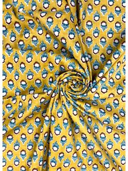 Palash - Hand Block Abstract Printed Cotton Yellow Dress Material