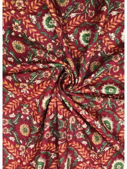 Palash - Hand Block Floral Printed Cotton Red Dress Material