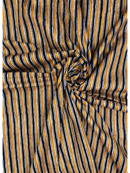 Palash - Hand Block Stripes Printed Cotton Yellow Dress Material