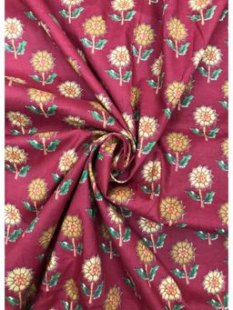 Palash - Hand Block Floral Printed Cotton Red Dress Material