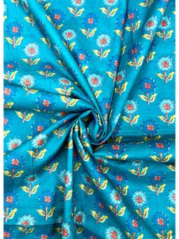 Palash - Hand Block Floral Printed Cotton Blue Dress Material