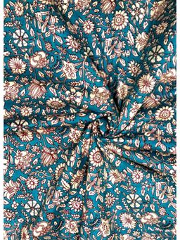 Palash - Hand Block Floral Printed Cotton Blue Dress Material