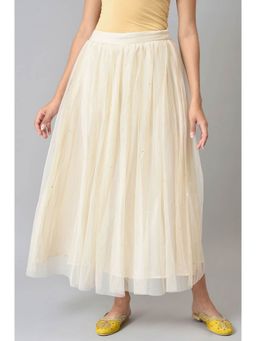 W - Off White Solid Skirt