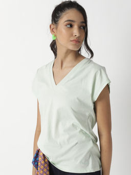 RAREISM - Green Solid Plain T-Shirt