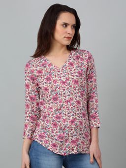 Cantabil - Womens Pink Floral Printed Top