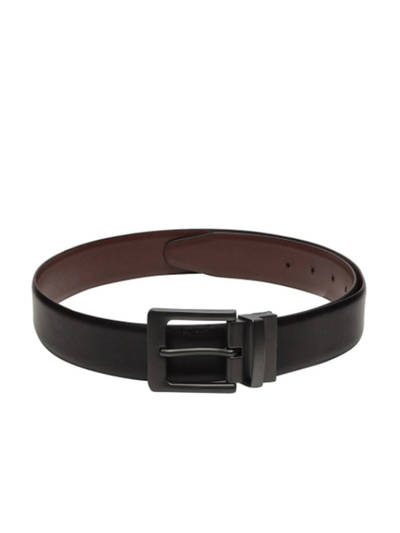 Men Black & Brown Solid Leather Semi Formal Reversible Belt