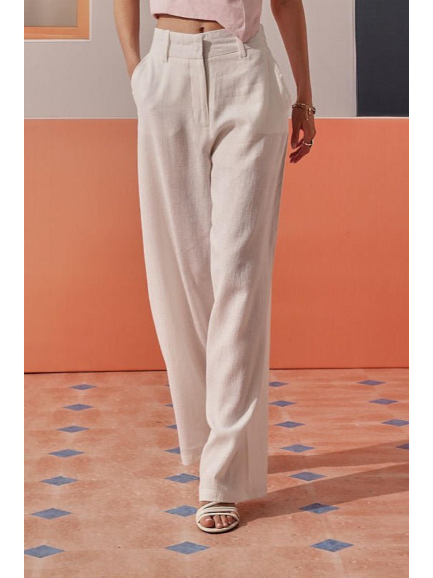 Mara White Solid Pant-image-41