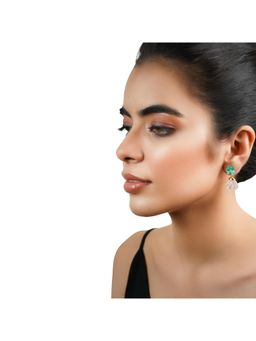 La marque-M - White Rose Quartz Drop Diamond Earrings