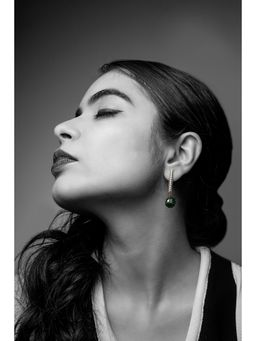 La marque-M - 3D Carved Green Stone Diamond Earrings