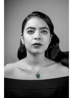 La marque-M - Green Natural Leaf Diamond Necklace