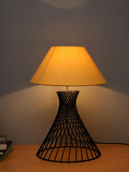 Homesake - Metal Spiral Table Lamp Black Yellow Shade