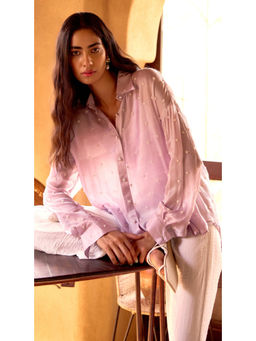 Basanti Kapde aur Koffee - Mauve Chinnon Pearl Embroidered Shirt