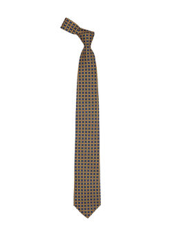 The Tie Hub - Round Ring Gold & Blue Italian Silk Necktie