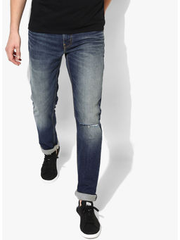 Levi's - Men Navy Mid-Rise Clean Look Stretchable Jeans 511