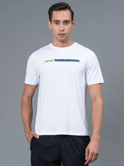 Red Tape - White Solid Nylon Elastane Mens T-Shirt