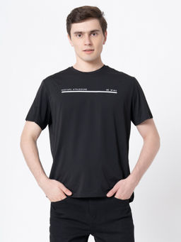 Red Tape - Mens Black Solid Polyester Activewear T-Shirt