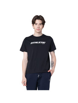 Red Tape - Mens Black Solid Polyester Activewear T-Shirt