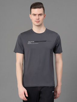 Red Tape - Grey Nylon Spandex Solid Mens Activewear T-Shirt