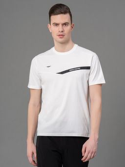 Red Tape - White Polyester Stretch Solid Mens Activewear T-Shirt