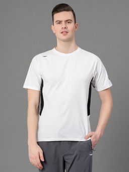 Red Tape - White Polyester Stretch Solid Mens Activewear T-Shirt